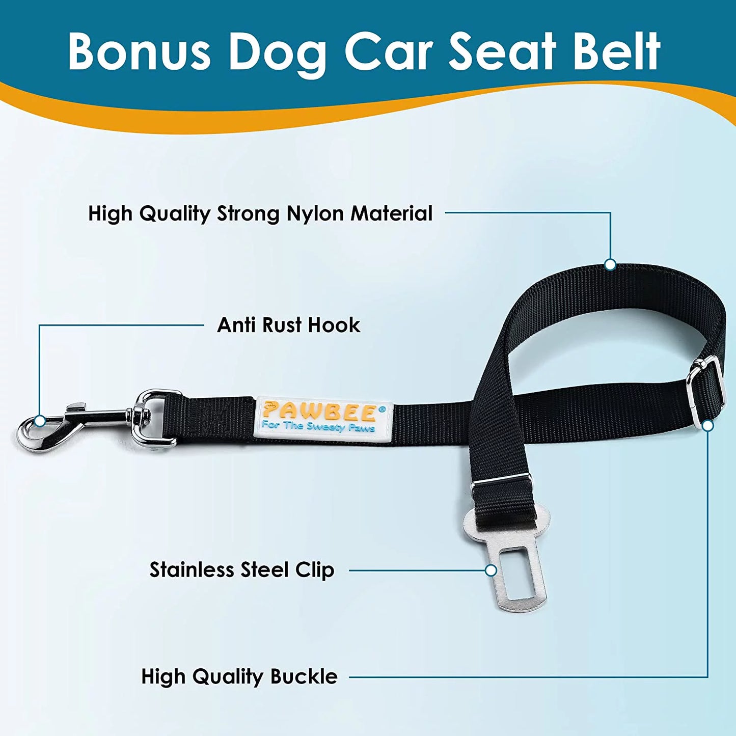 Dog Car Seat Cover, Waterproof & Nonslip Back Seat Hammock with Mesh Window & Seat Belt